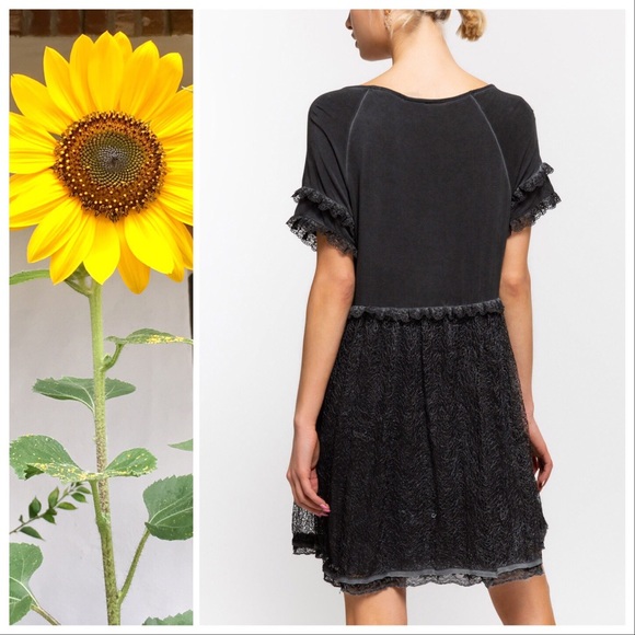 Sophia Boho Burnout Black Dress - Picture 3 of 10